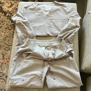 Figs Dark Space Grey Zamora™-Tall Jogger Scrub Pant-S-Tall /One-Pocket Scrub Top